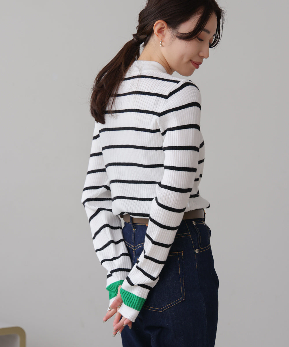 sleeve line basic rib knit