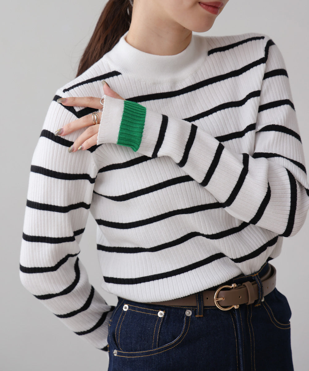 sleeve line basic rib knit