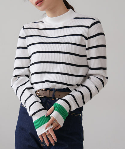 sleeve line basic rib knit