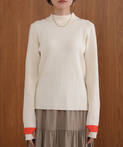 sleeve line basic rib knit