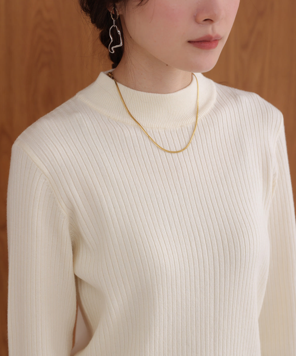 袖ラインベーシックリブニット