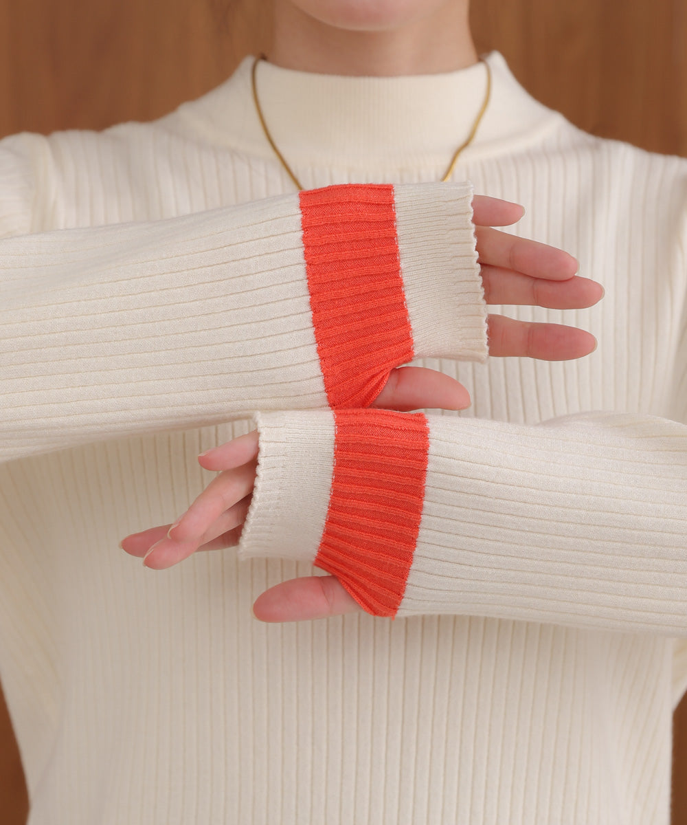 sleeve line basic rib knit