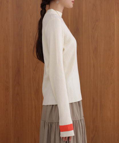 sleeve line basic rib knit