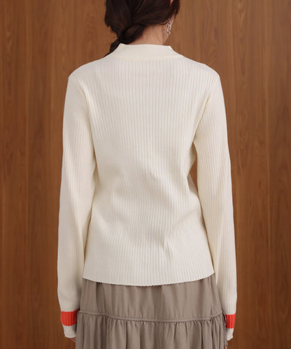 sleeve line basic rib knit