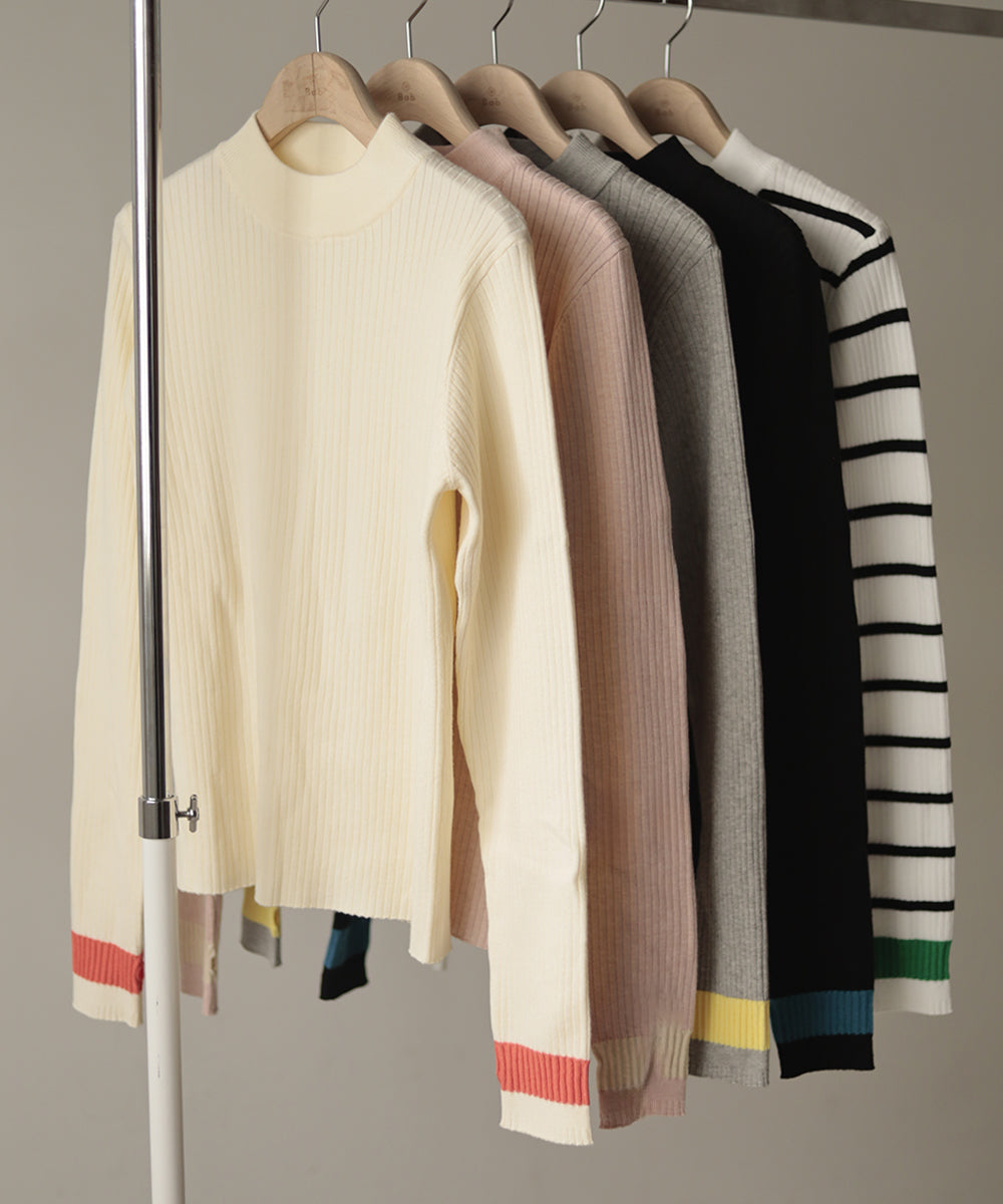 袖ラインベーシックリブニット