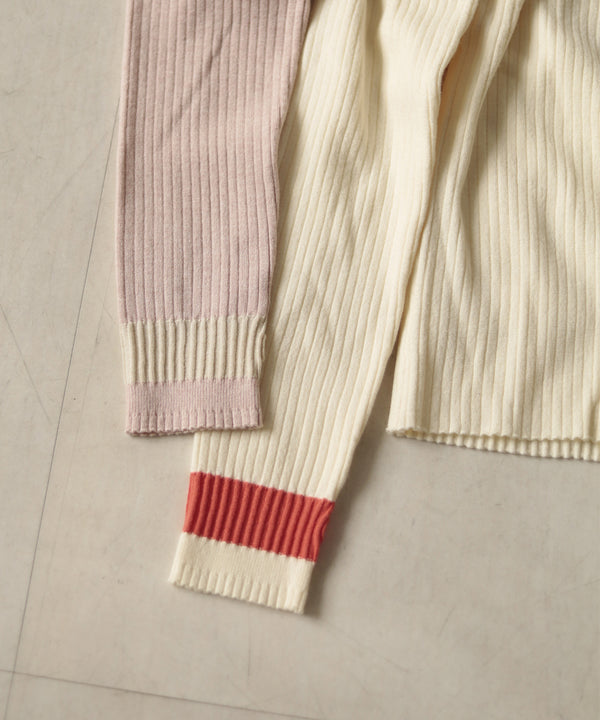 袖ラインベーシックリブニット