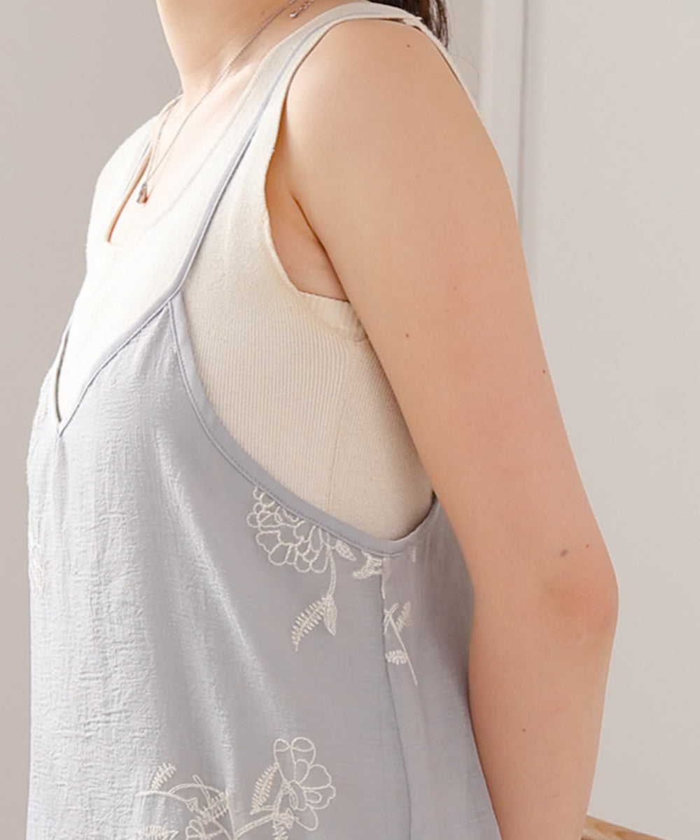 【S・Mサイズ展開】シアー刺繍キャミワンピース