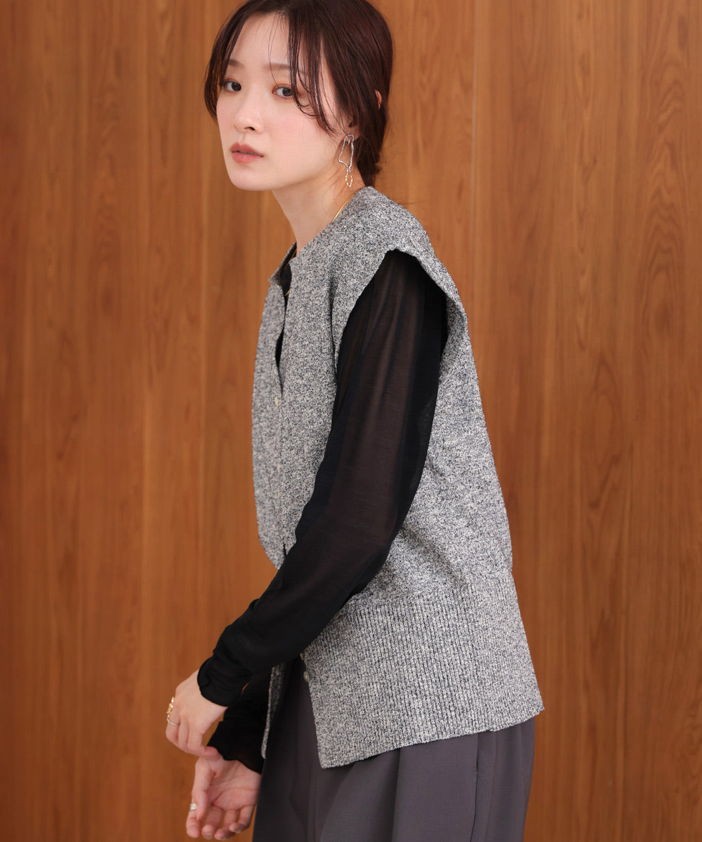 mixed knit vest