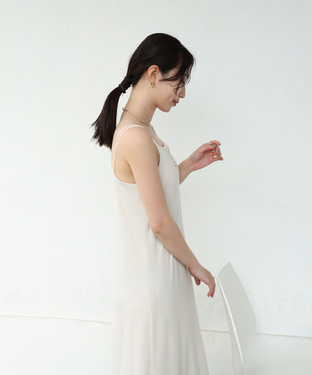 【低身長さん向けサイズあり】ラメカットソーカップ付きキャミワンピース