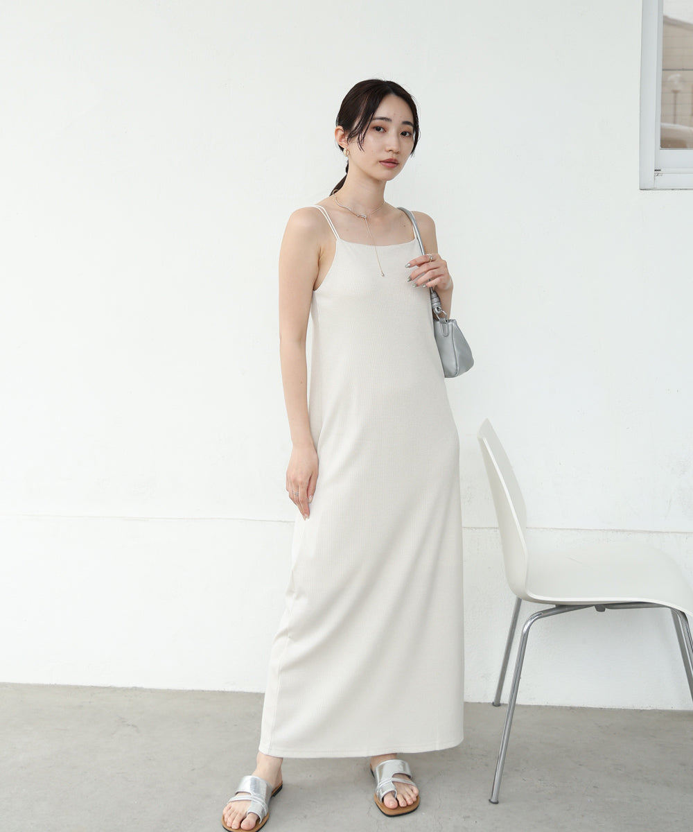 【低身長さん向けサイズあり】ラメカットソーカップ付きキャミワンピース