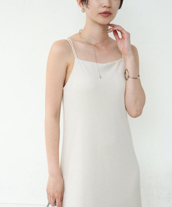 【低身長さん向けサイズあり】ラメカットソーカップ付きキャミワンピース