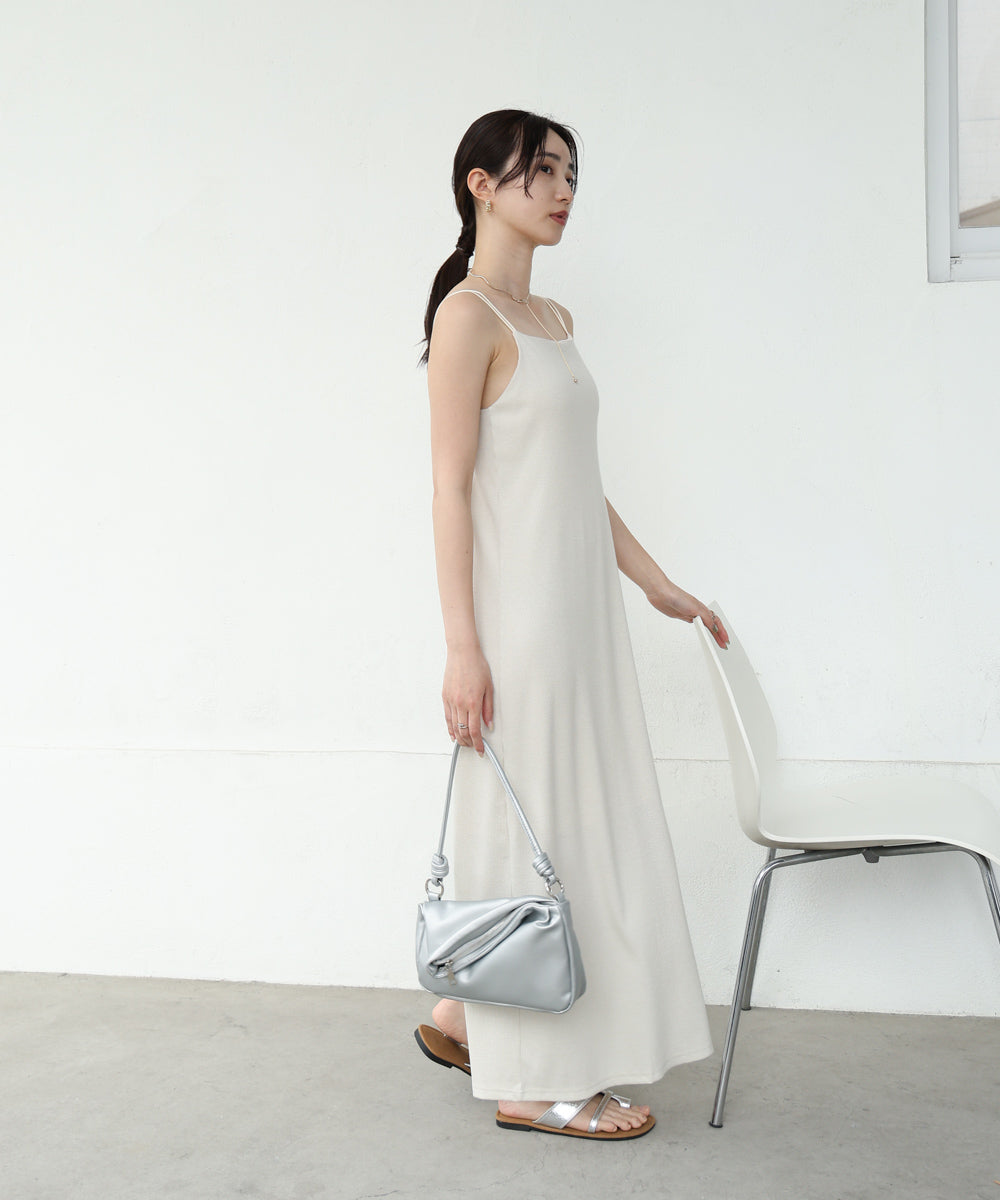 【低身長さん向けサイズあり】ラメカットソーカップ付きキャミワンピース