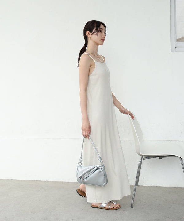 【低身長さん向けサイズあり】ラメカットソーカップ付きキャミワンピース