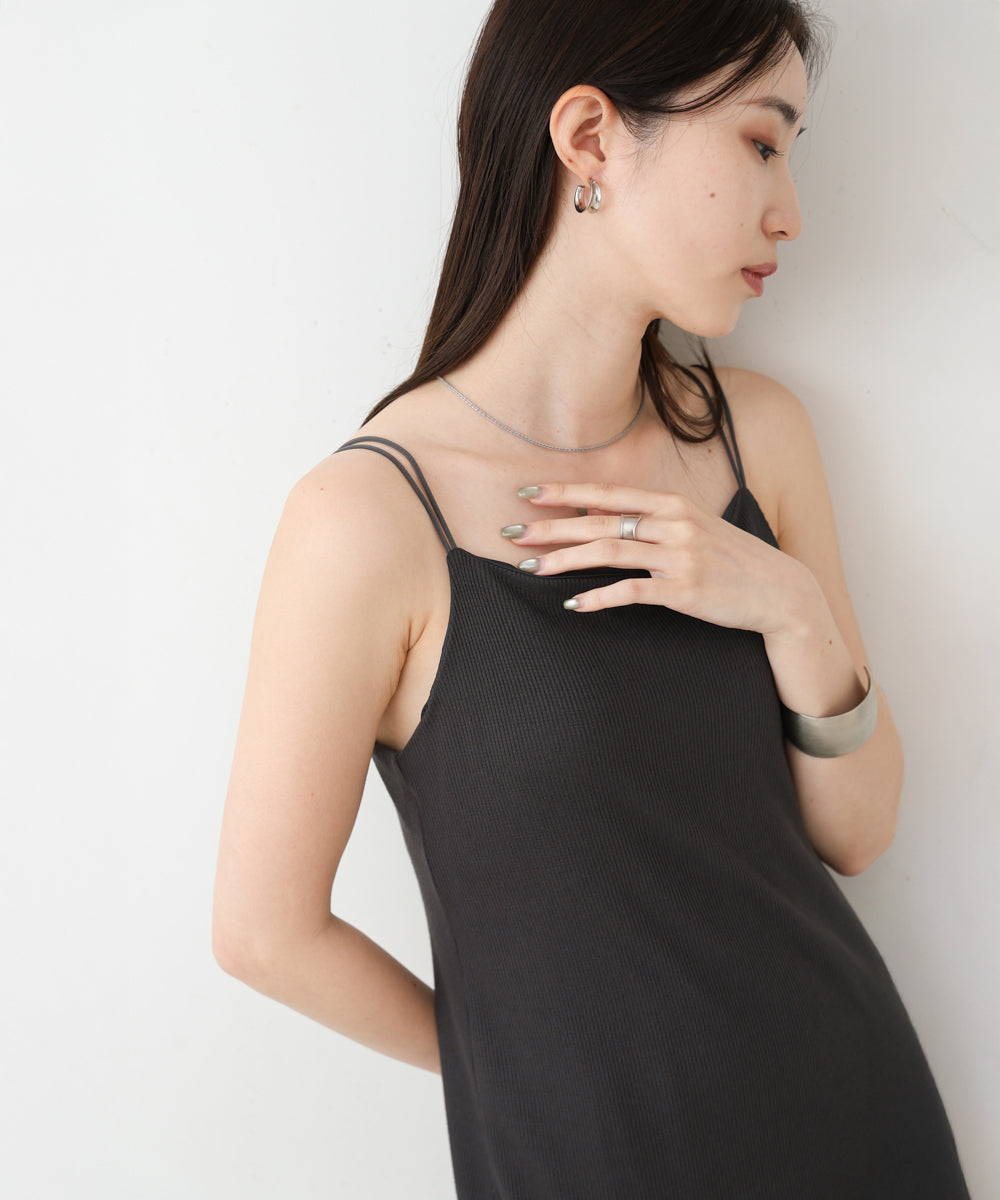 【低身長さん向けサイズあり】ラメカットソーカップ付きキャミワンピース