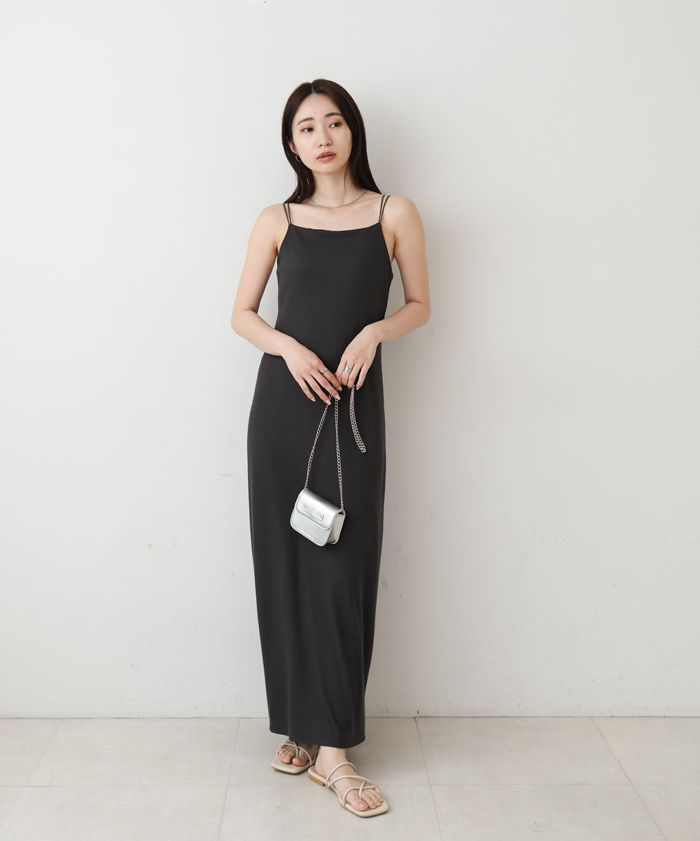 【低身長さん向けサイズあり】ラメカットソーカップ付きキャミワンピース