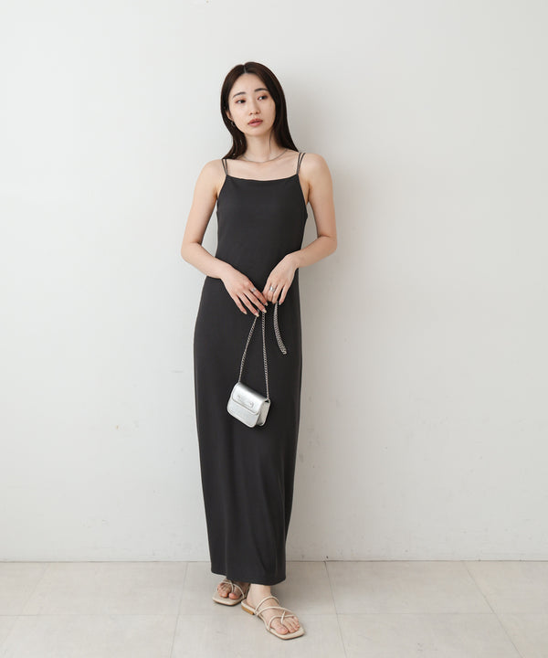 【低身長さん向けサイズあり】ラメカットソーカップ付きキャミワンピース