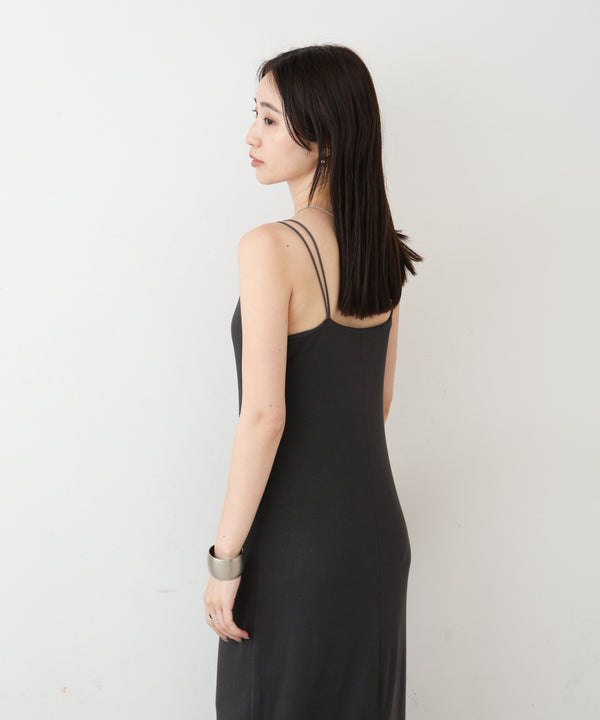 【低身長さん向けサイズあり】ラメカットソーカップ付きキャミワンピース