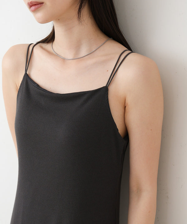 【低身長さん向けサイズあり】ラメカットソーカップ付きキャミワンピース