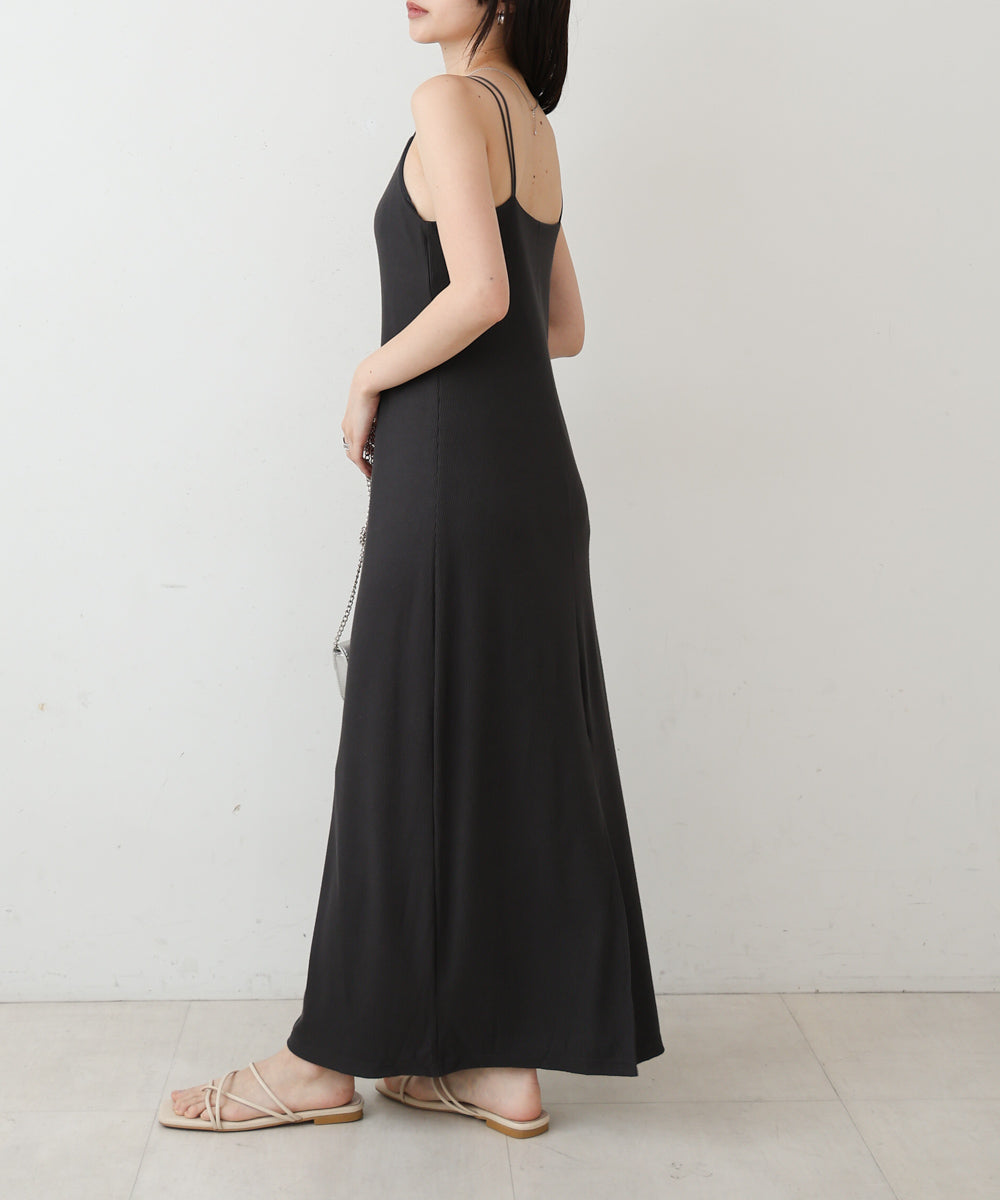 【低身長さん向けサイズあり】ラメカットソーカップ付きキャミワンピース