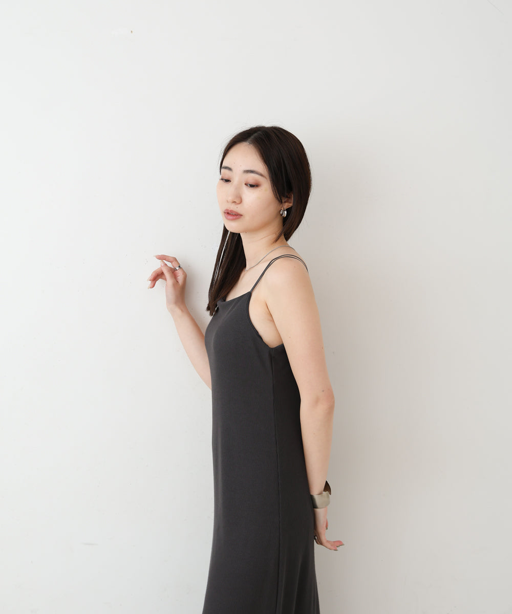 【低身長さん向けサイズあり】ラメカットソーカップ付きキャミワンピース