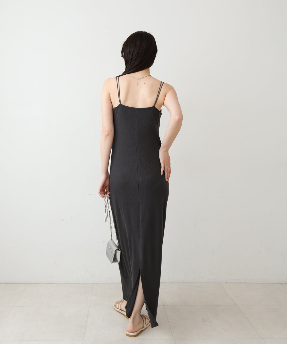 【低身長さん向けサイズあり】ラメカットソーカップ付きキャミワンピース