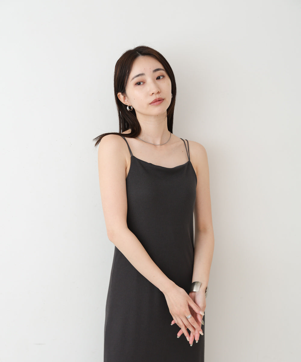 【低身長さん向けサイズあり】ラメカットソーカップ付きキャミワンピース