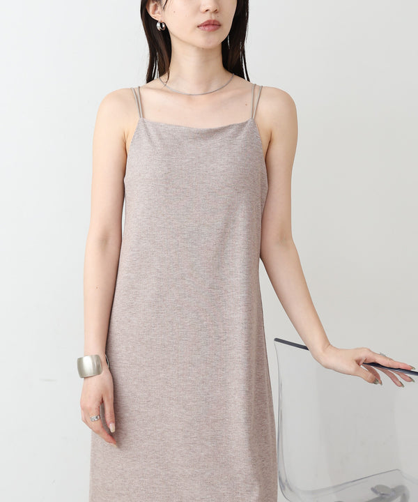 【低身長さん向けサイズあり】ラメカットソーカップ付きキャミワンピース