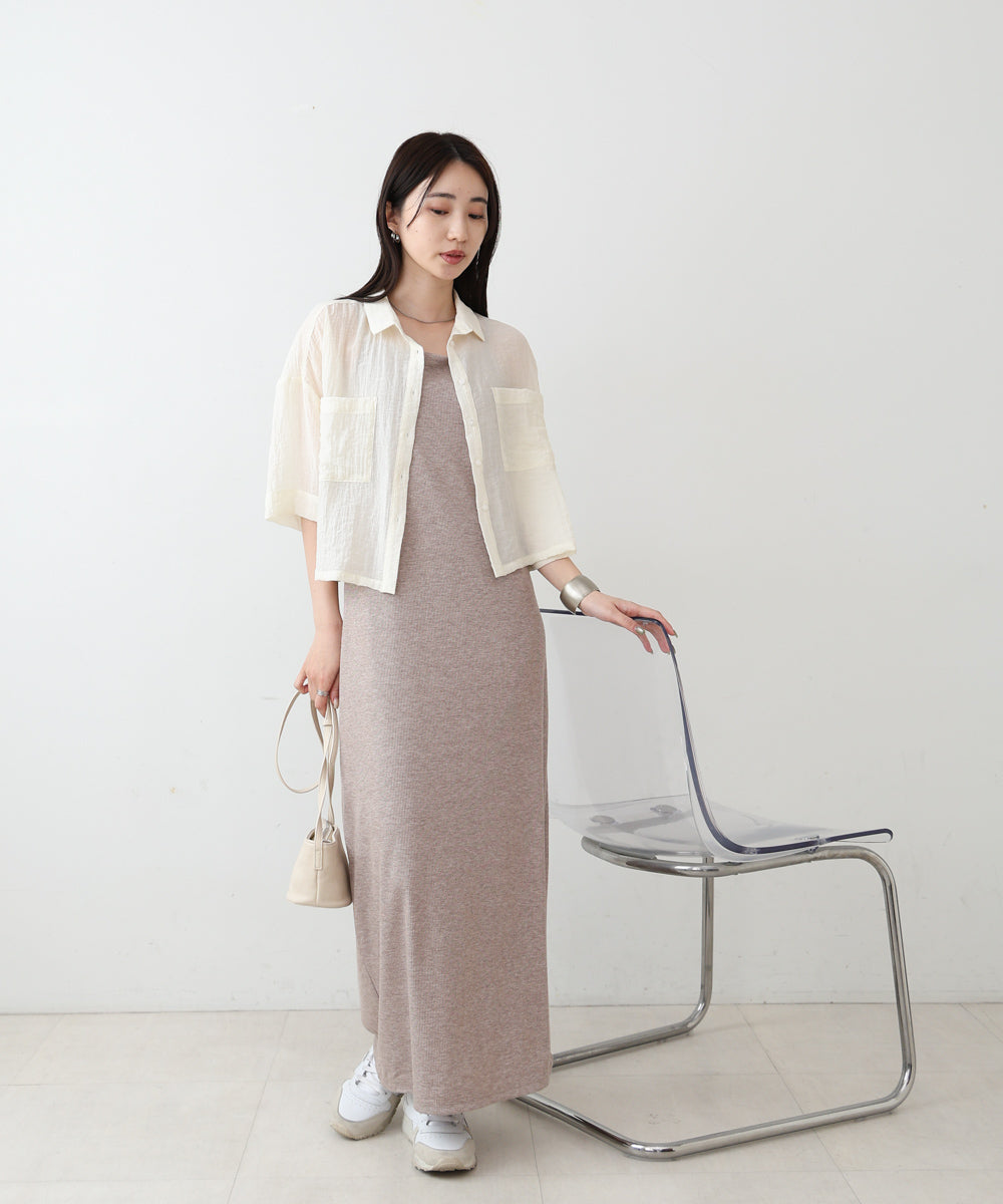 【低身長さん向けサイズあり】ラメカットソーカップ付きキャミワンピース