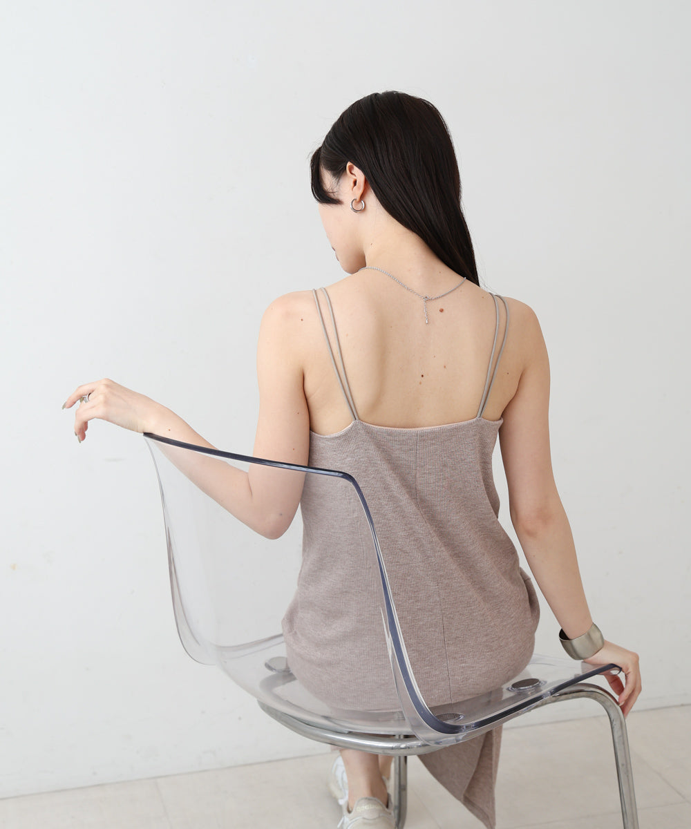 【低身長さん向けサイズあり】ラメカットソーカップ付きキャミワンピース