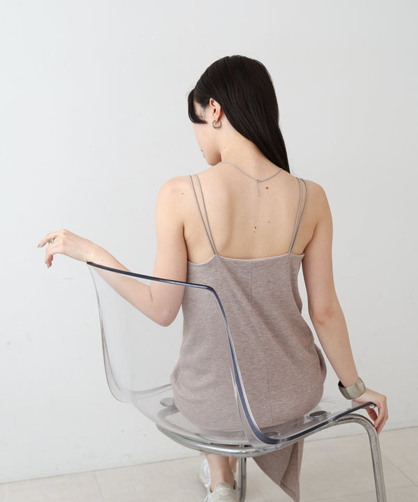 【低身長さん向けサイズあり】ラメカットソーカップ付きキャミワンピース