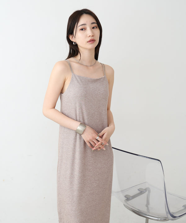 【低身長さん向けサイズあり】ラメカットソーカップ付きキャミワンピース