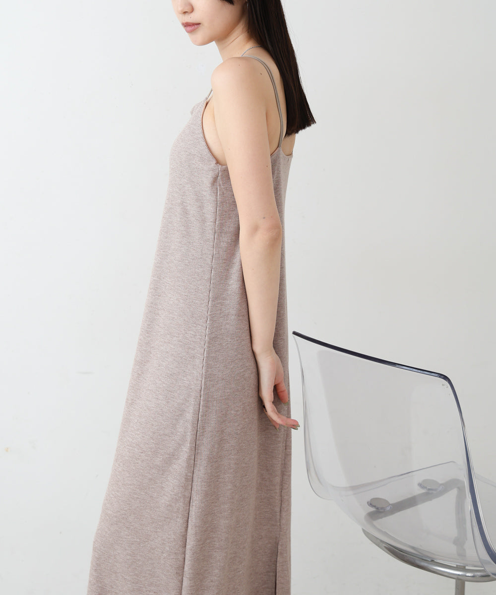 【低身長さん向けサイズあり】ラメカットソーカップ付きキャミワンピース