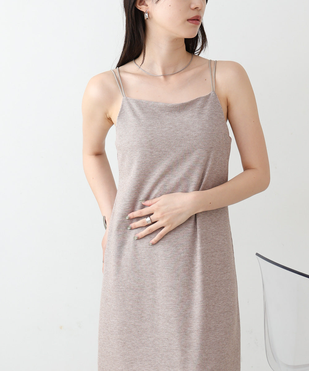 【低身長さん向けサイズあり】ラメカットソーカップ付きキャミワンピース