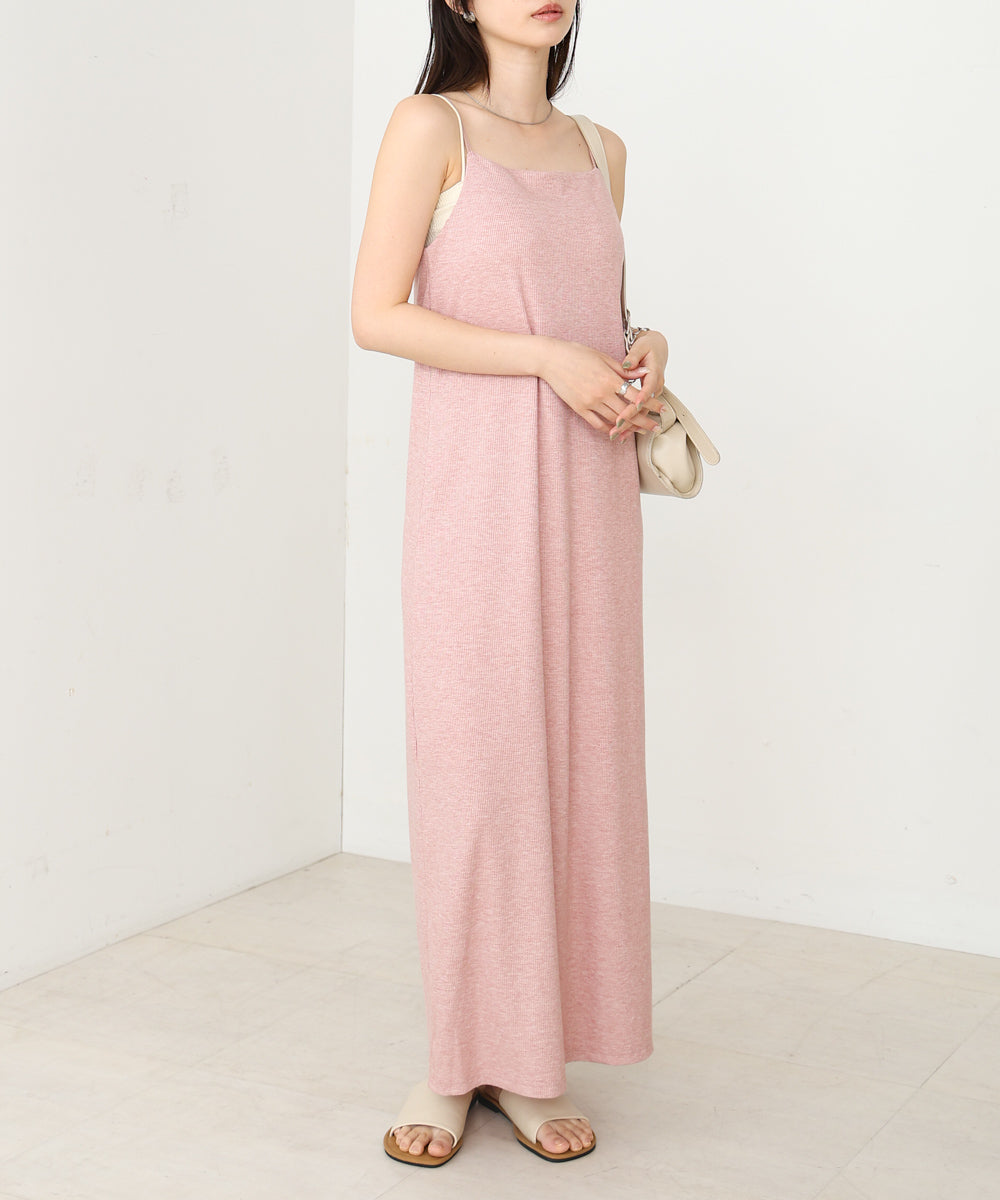 【低身長さん向けサイズあり】ラメカットソーカップ付きキャミワンピース