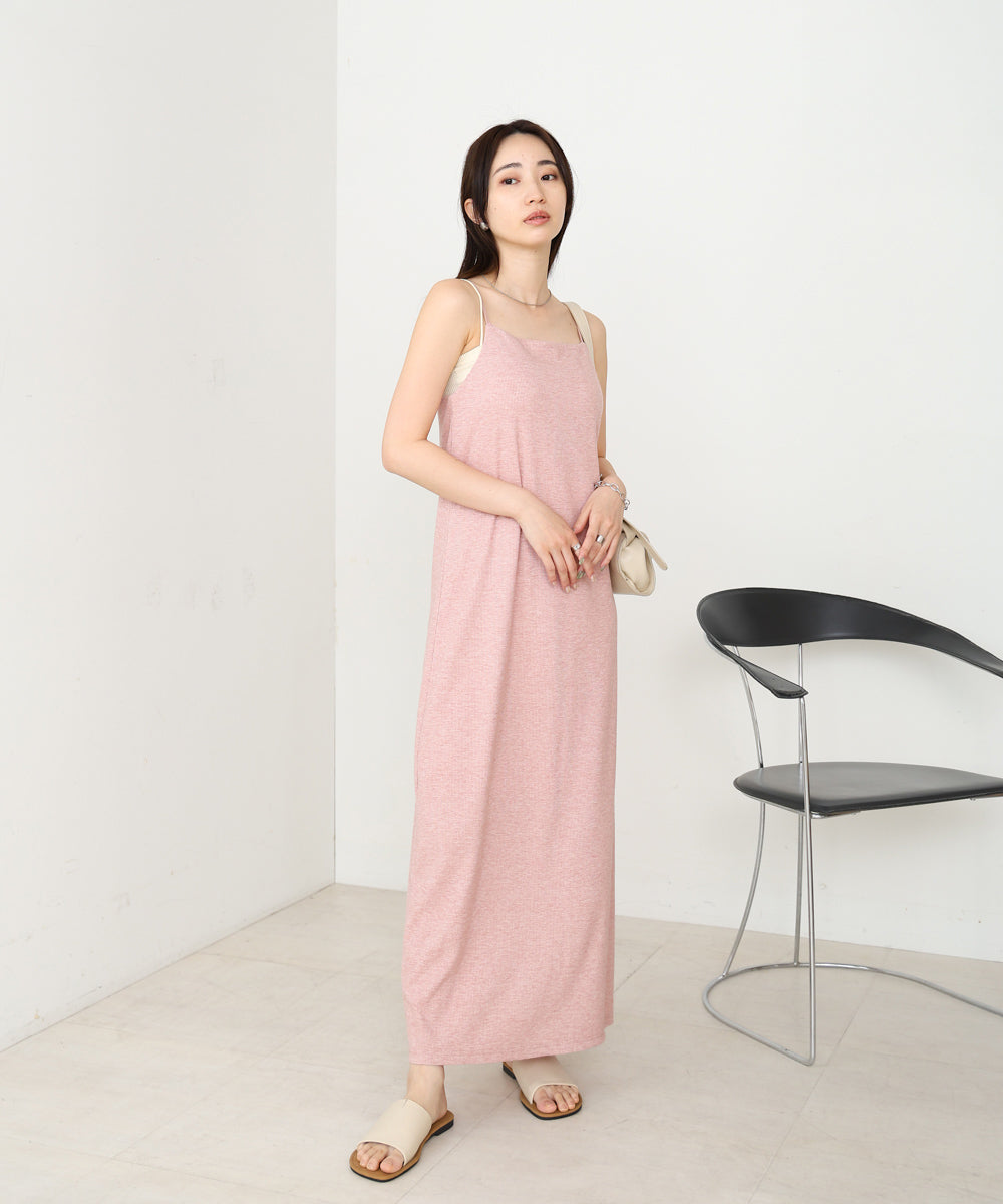 【低身長さん向けサイズあり】ラメカットソーカップ付きキャミワンピース