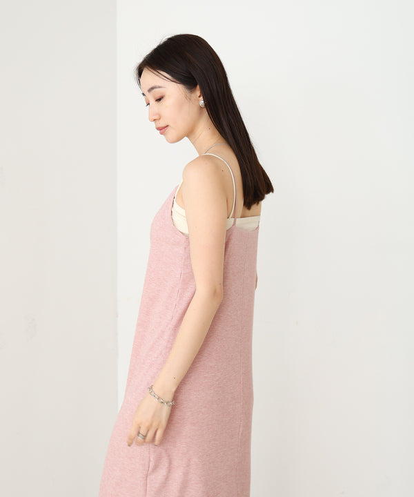 【低身長さん向けサイズあり】ラメカットソーカップ付きキャミワンピース