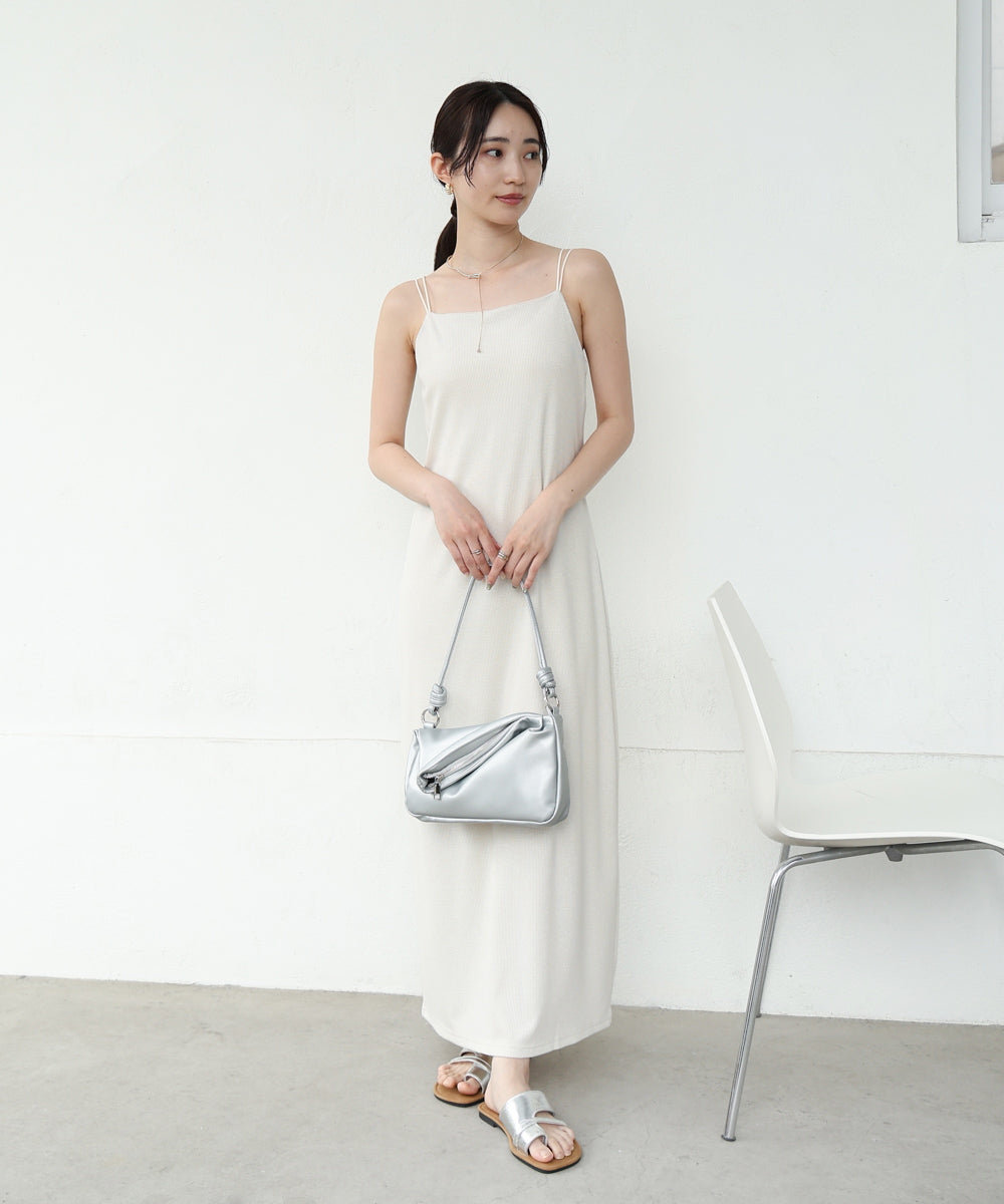 【低身長さん向けサイズあり】ラメカットソーカップ付きキャミワンピース