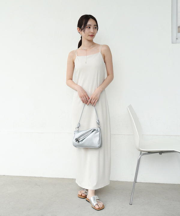 【低身長さん向けサイズあり】ラメカットソーカップ付きキャミワンピース