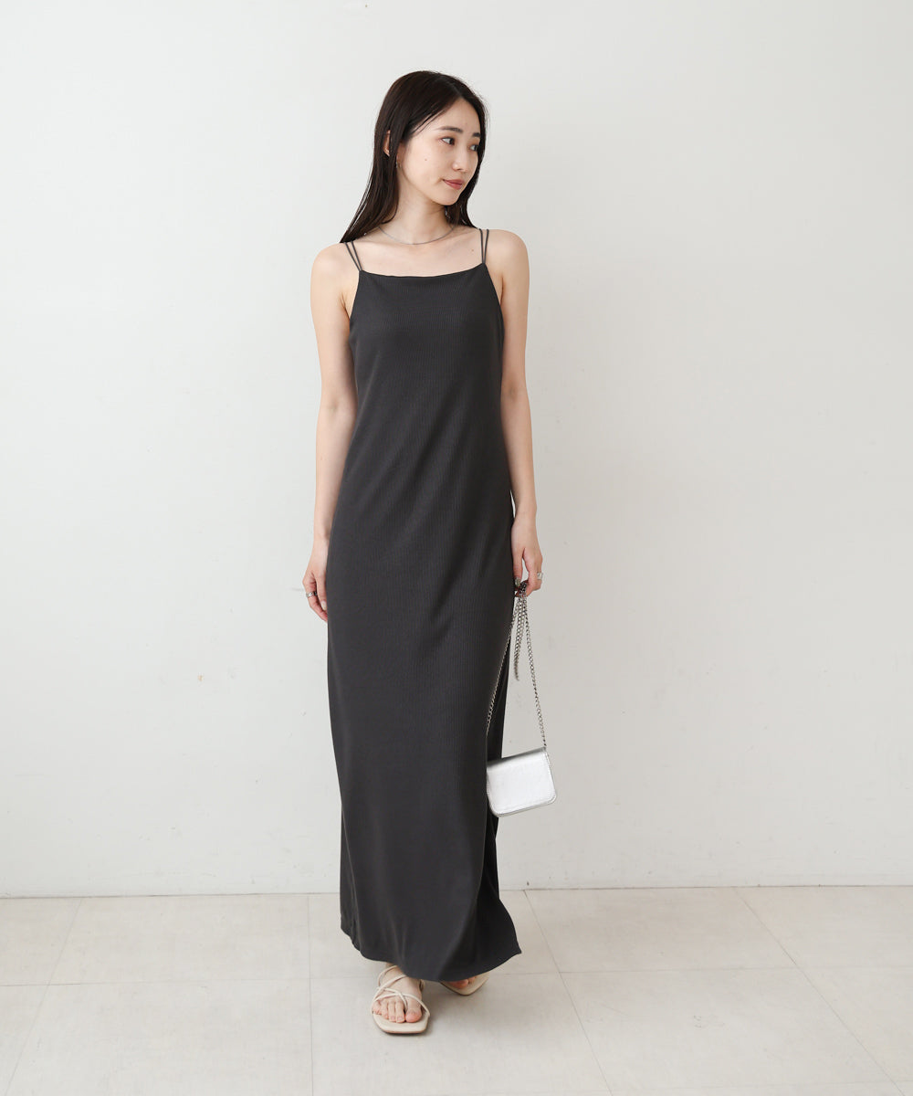 【低身長さん向けサイズあり】ラメカットソーカップ付きキャミワンピース