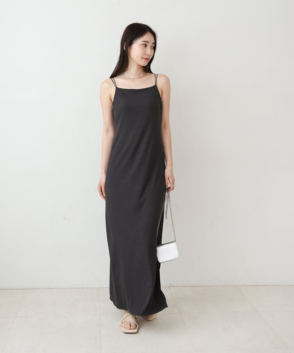 【低身長さん向けサイズあり】ラメカットソーカップ付きキャミワンピース