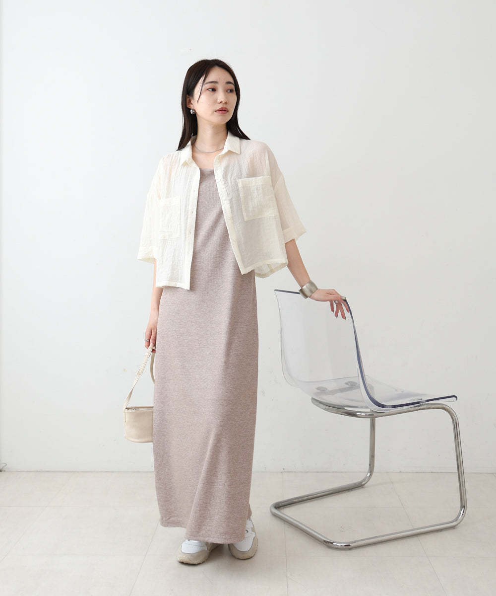 【低身長さん向けサイズあり】ラメカットソーカップ付きキャミワンピース