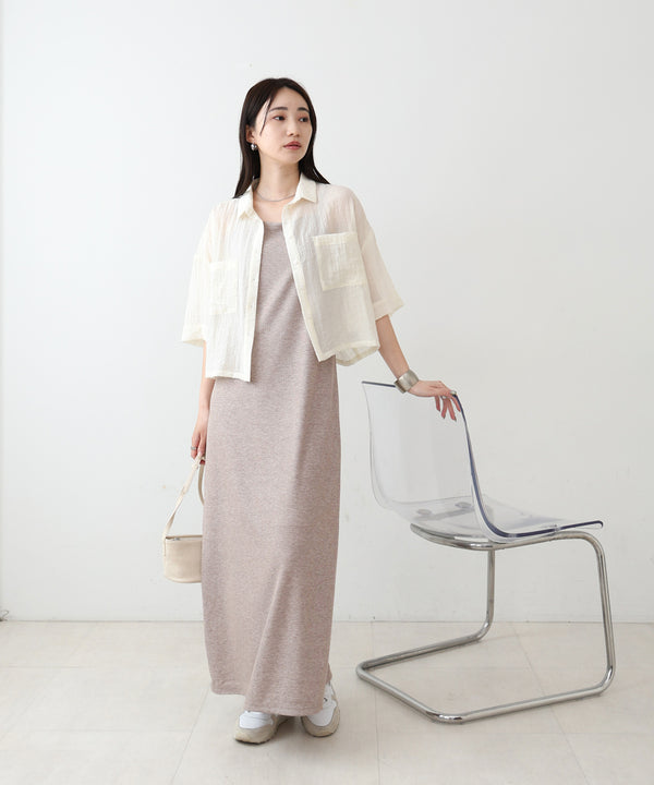 【低身長さん向けサイズあり】ラメカットソーカップ付きキャミワンピース