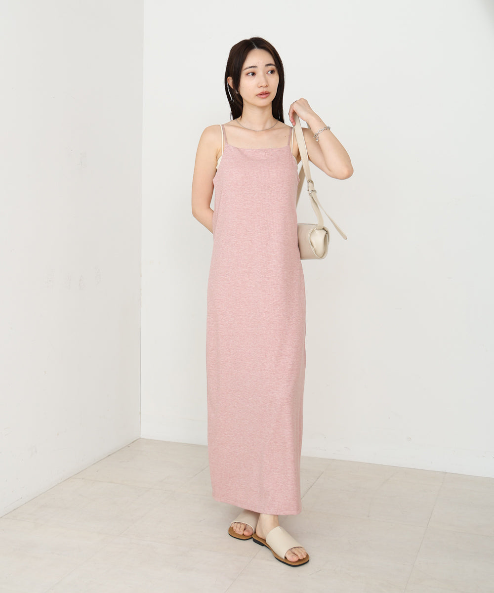 【低身長さん向けサイズあり】ラメカットソーカップ付きキャミワンピース