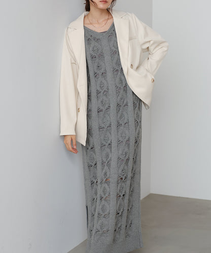 【S・Mサイズ展開】ミックス編みニットワンピース