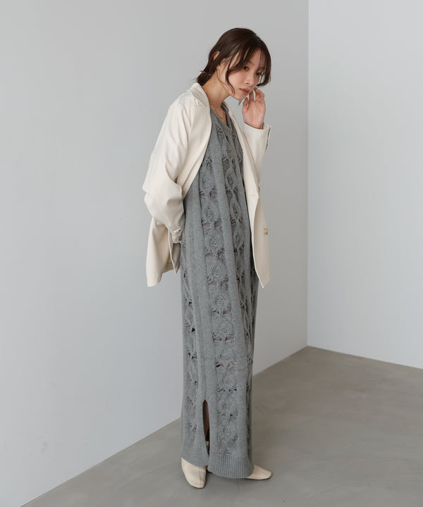 【S・Mサイズ展開】ミックス編みニットワンピース