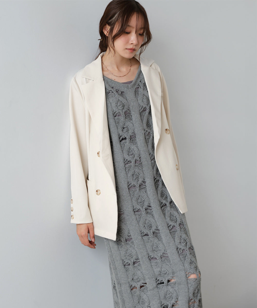 【S・Mサイズ展開】ミックス編みニットワンピース