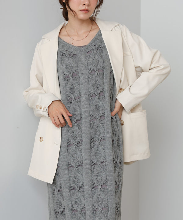 【S・Mサイズ展開】ミックス編みニットワンピース