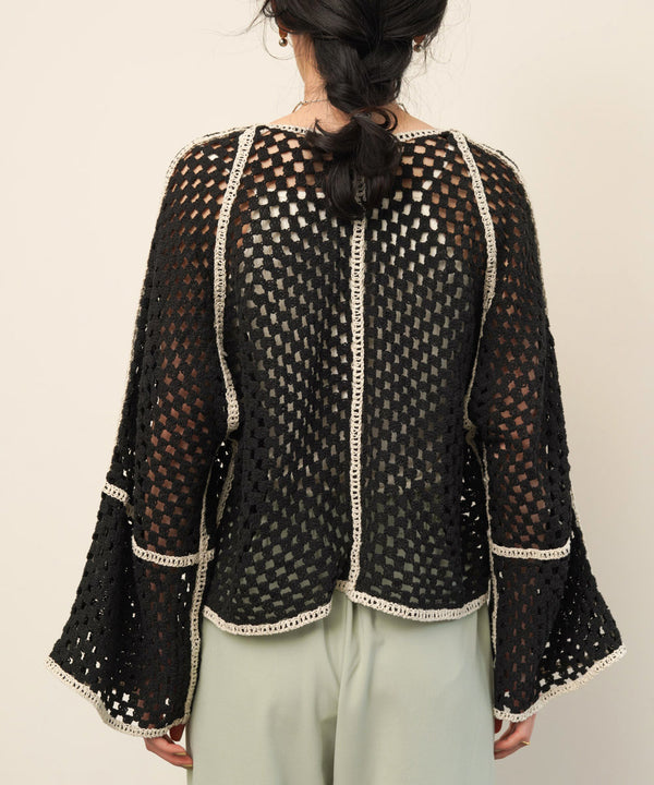 クロシェショートカーディガン