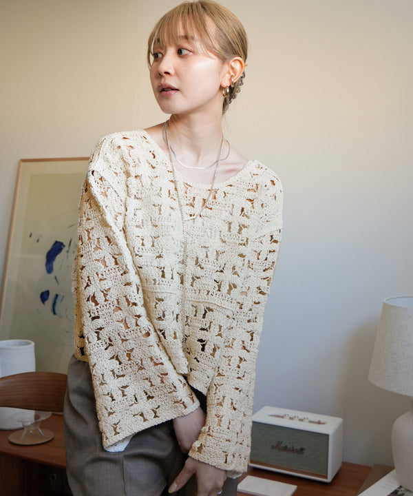 クロシェ前後2WAYトップス