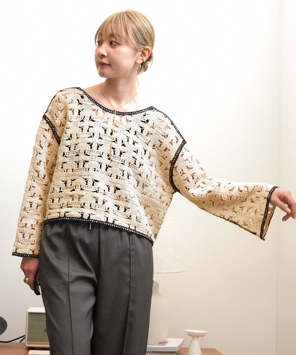 クロシェ前後2WAYトップス